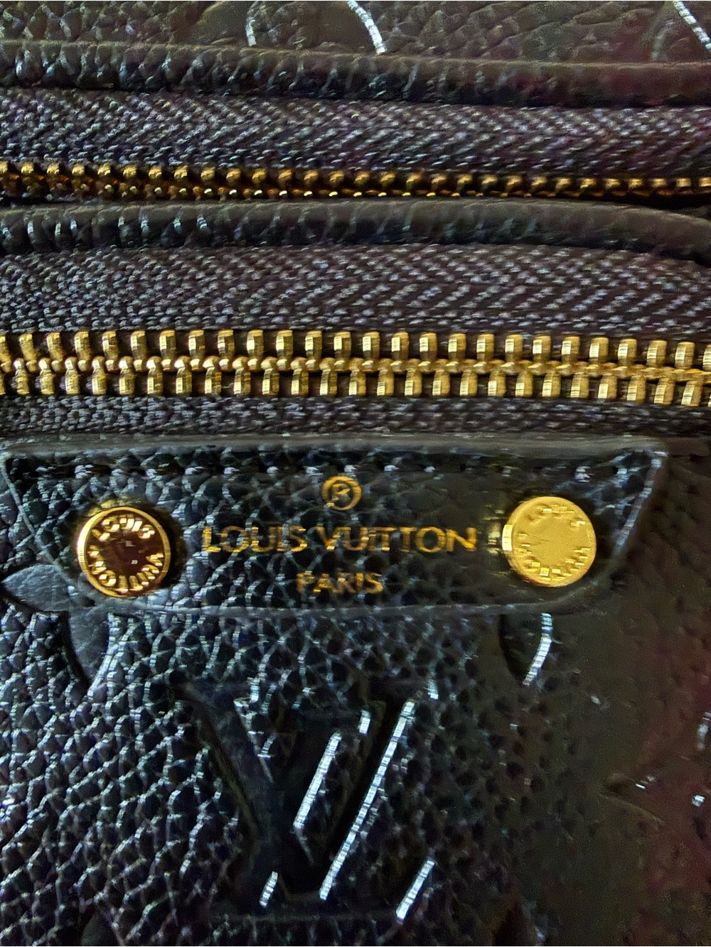 Black Monogram Leather Crossbody Bag with Gold Chain - Picture 2 of 2